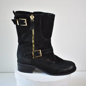 Vince Camuto Black Leather Biker Boots sz 8